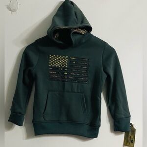 Mossy Oak boy’s hoodie Kangaroo Pockes pull over long sleeve gray/camo.5/6